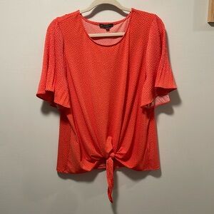 Adriana Papell flutter sleeve blouse size XL.